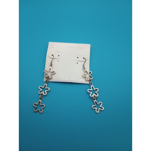 Marsala Sterling Silver .925 Dangle Earrings Flower - Picture 1 of 6